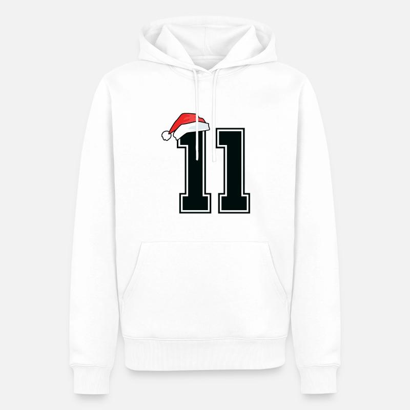 11 Numéro Noël - Sweat à capuche Premium bio Homme - blanc