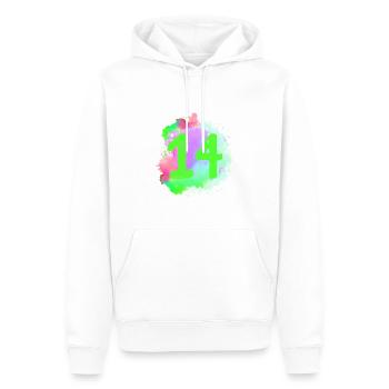 14 Zahl Klecks - Männer Premium Bio Hoodie - Weiß - Vorne - Nico (187cm)