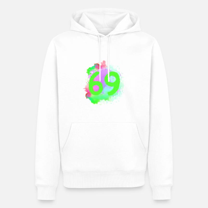 69 Nombre d’objets blob - Sweat à capuche Premium bio Homme - blanc