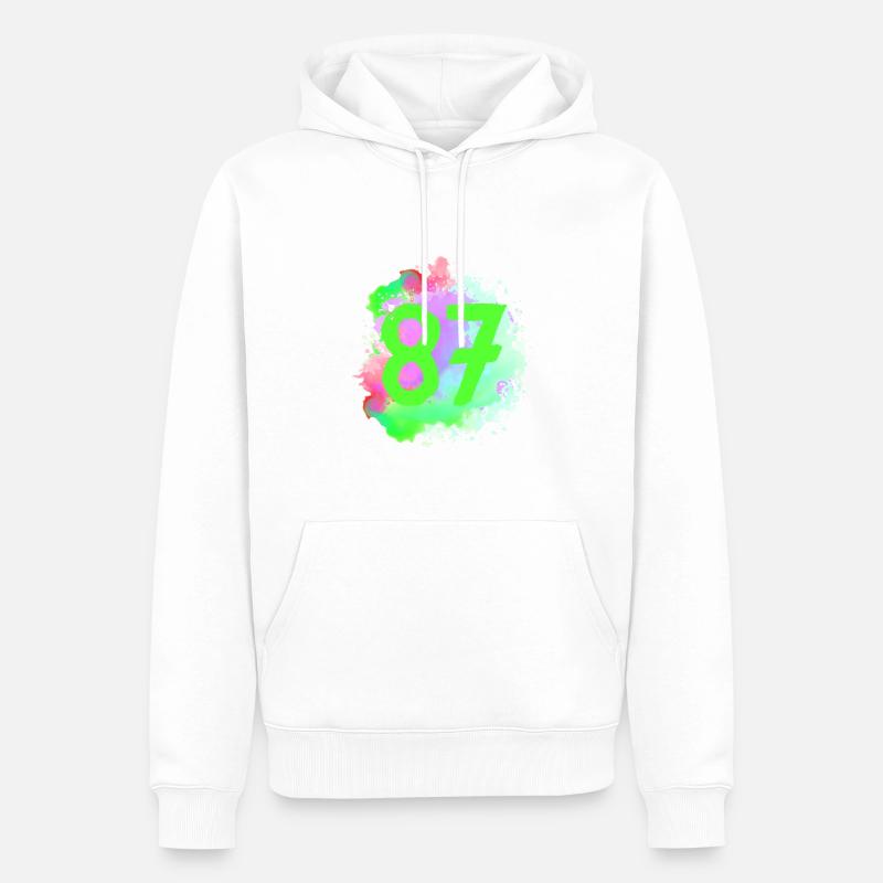 87 Nombre d’objets blob - Sweat à capuche Premium bio Homme - blanc