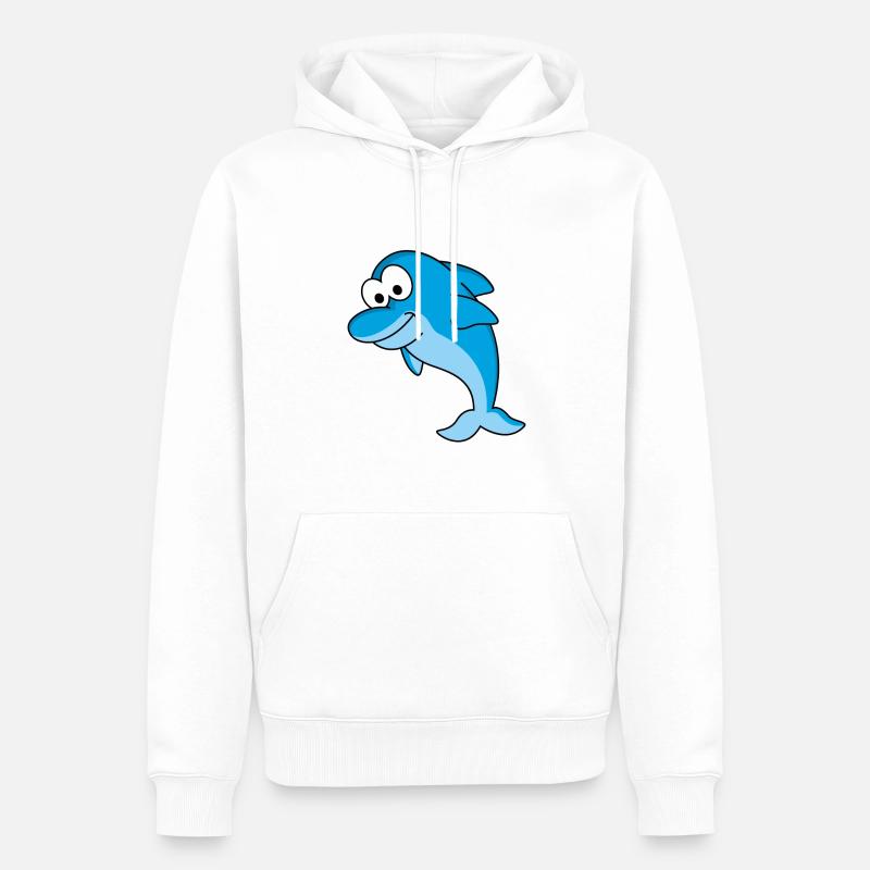Dauphin Comic Animal - Sweat à capuche Premium bio Homme - blanc