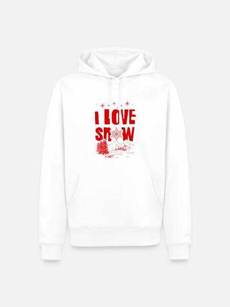 I Love Snow - Men’s Premium Organic Hoodie - white