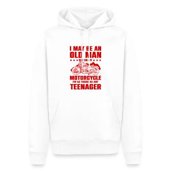 Motorrad alter mann - Männer Premium Bio Hoodie - Weiß - Vorne - Nico (187cm)