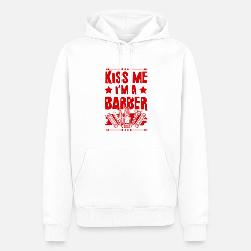 Küsse mich Barber - Männer Premium Bio Hoodie - Weiß