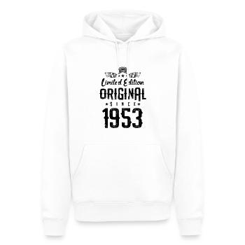Édition limitée 1953 - Sweat à capuche Premium bio Homme - blanc - Devant - Nico (187cm)