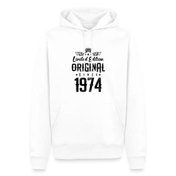 Édition limitée 1974 - Sweat à capuche Premium bio Homme - blanc - Devant - Nico (187cm)