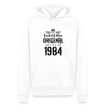 Édition limitée 1984 - Sweat à capuche Premium bio Homme - blanc - Devant - Nico (187cm)