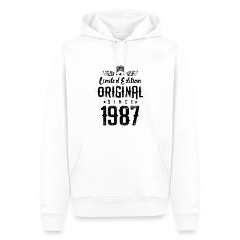 Édition limitée 1987 - Sweat à capuche Premium bio Homme - blanc - Devant - Nico (187cm)