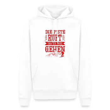 Die Piste Ruft - Männer Premium Bio Hoodie - Weiß - Vorne - Nico (187cm)