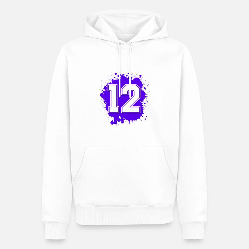 12 Zahl Klecks - Männer Premium Bio Hoodie - Weiß
