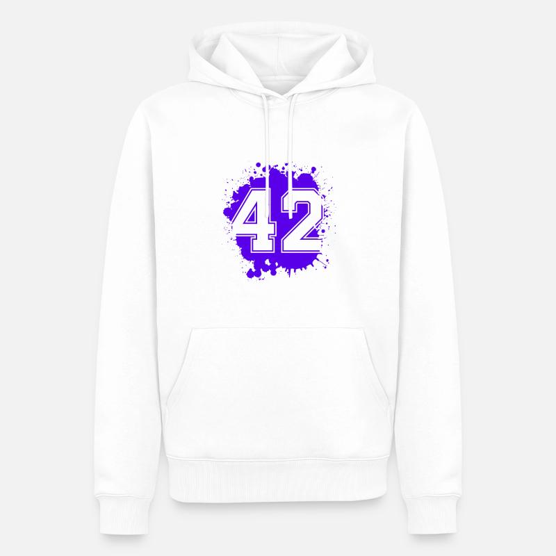 42 Nombre d’objets blob - Sweat à capuche Premium bio Homme - blanc