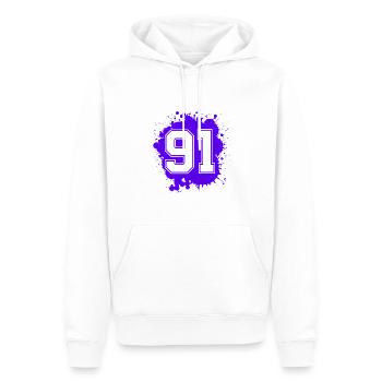91 Nombre d’objets blob - Sweat à capuche Premium bio Homme - blanc - Devant - Nico (187cm)