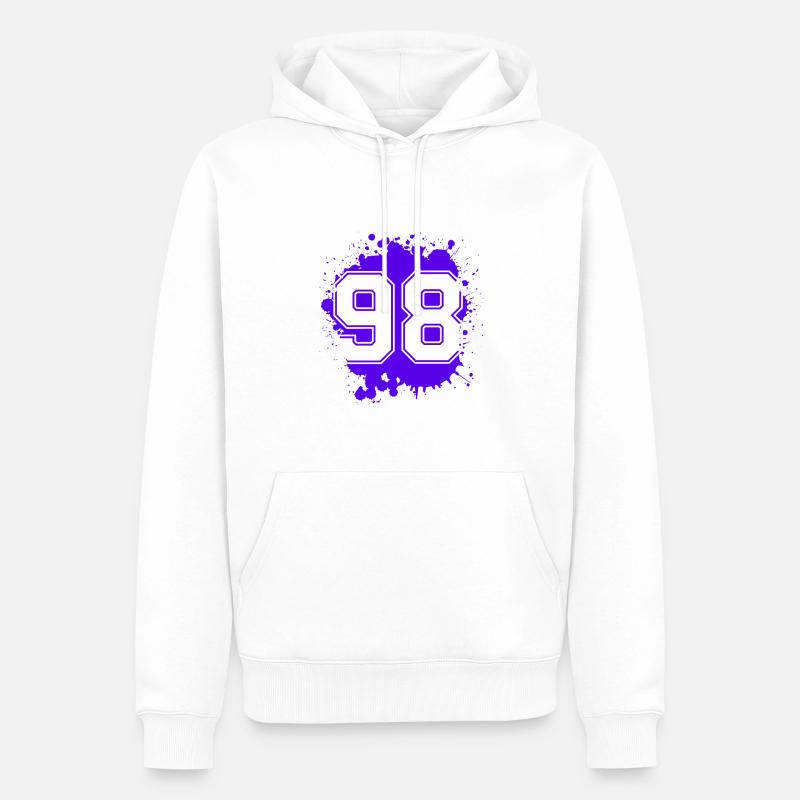 98 Nombre de Kklecks - Sweat à capuche Premium bio Homme - blanc