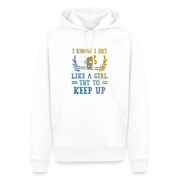 Skiez comme une fille - Sweat à capuche Premium bio Homme - blanc - Devant - Nico (187cm)