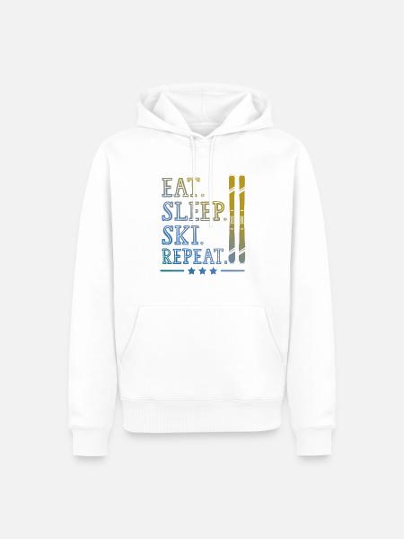 eat sleep skiing repeat - Men’s Premium Organic Hoodie - white