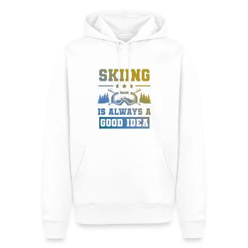 Ski Skiing - Men’s Premium Organic Hoodie - white - Front - Nico (187cm)