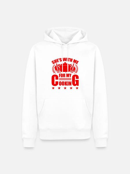 She is cooking with me - Men’s Premium Organic Hoodie - white
