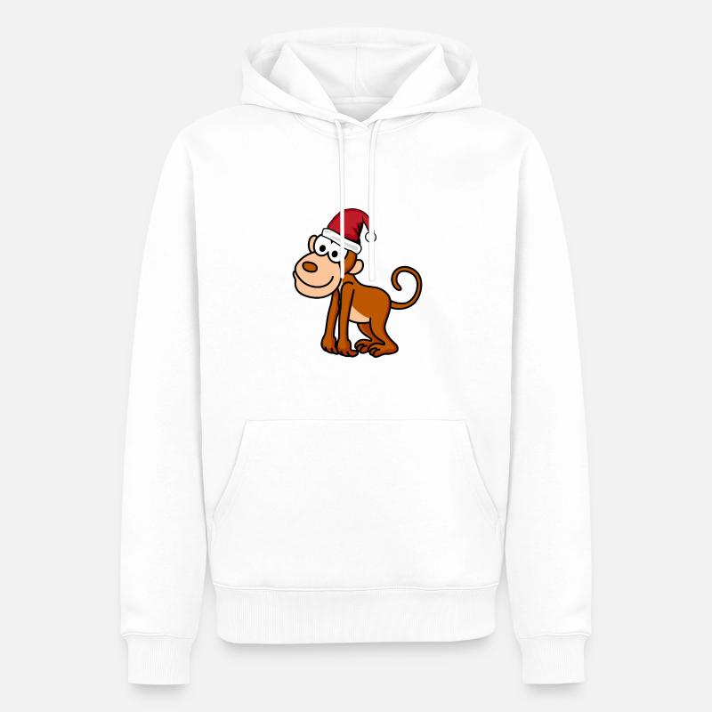 Singe Comic Christmas - Sweat à capuche Premium bio Homme - blanc
