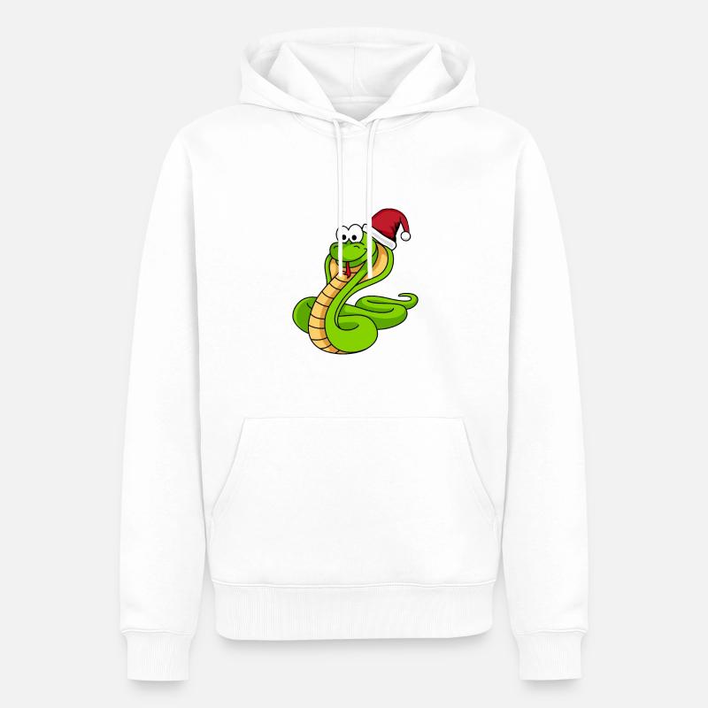 Snake Cobra Comic Noël - Sweat à capuche Premium bio Homme - blanc