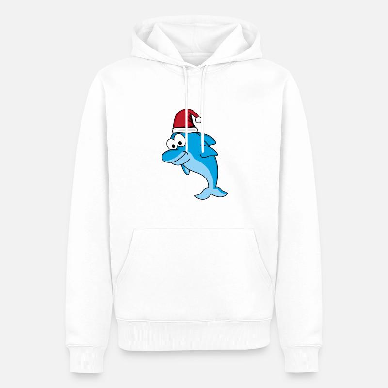 Dolphin Comic Noël - Sweat à capuche Premium bio Homme - blanc