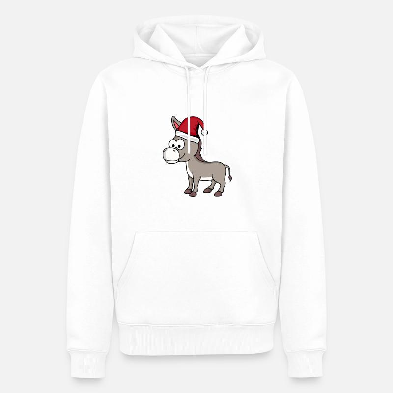 Bande dessinée âne Noël - Sweat à capuche Premium bio Homme - blanc
