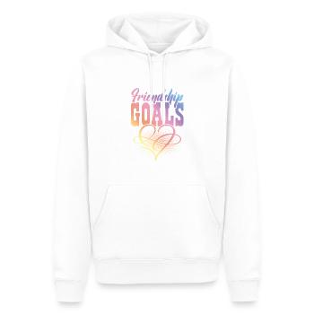 Objectifs de l’amitié - Sweat à capuche Premium bio Homme - blanc - Devant - Nico (187cm)