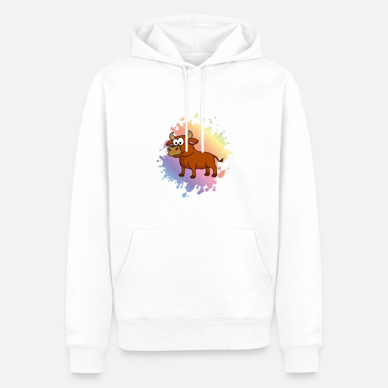 Stier Comic Tier - Männer Premium Bio Hoodie - Weiß
