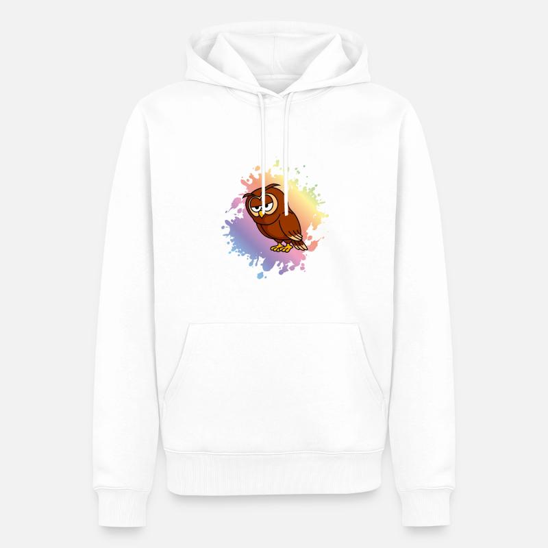 Eule Comic - Männer Premium Bio Hoodie - Weiß