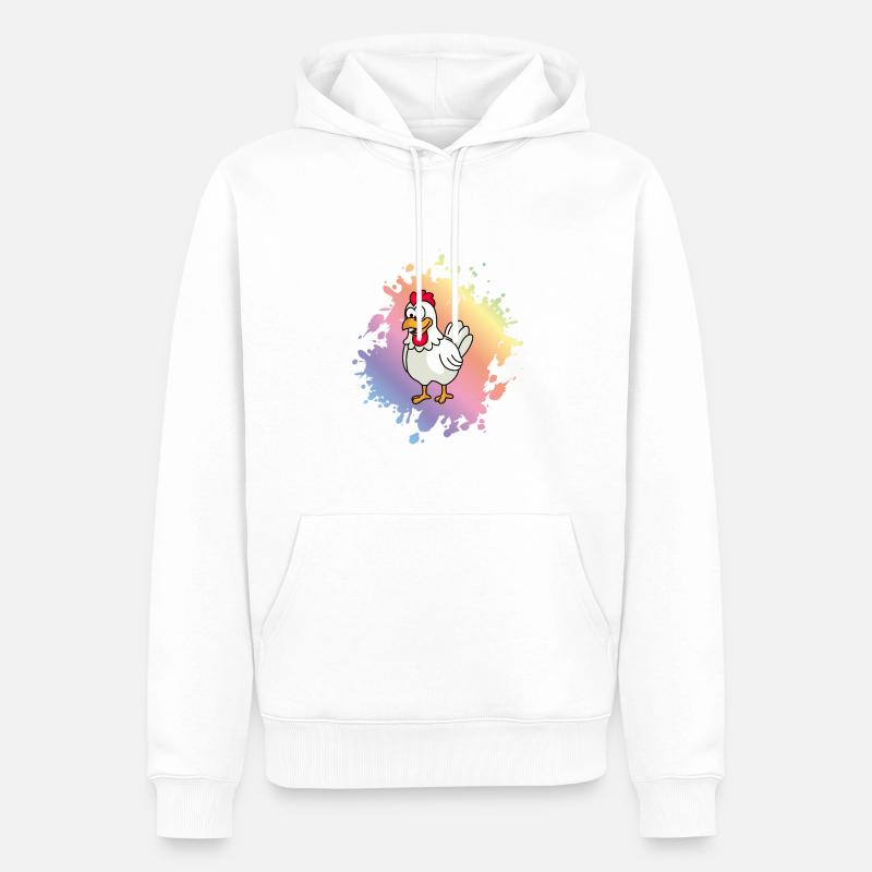 Huhn Comic Tier - Männer Premium Bio Hoodie - Weiß