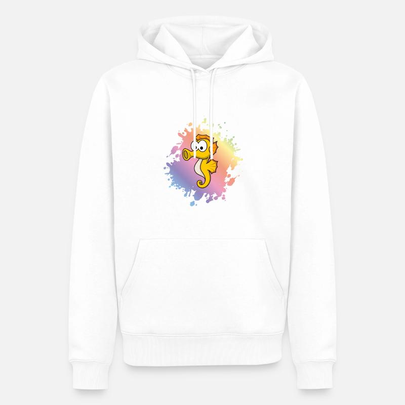 Hippocampe Comic Animal - Sweat à capuche Premium bio Homme - blanc