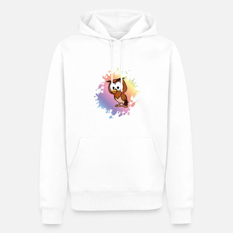 Eule Comic Tier - Männer Premium Bio Hoodie - Weiß