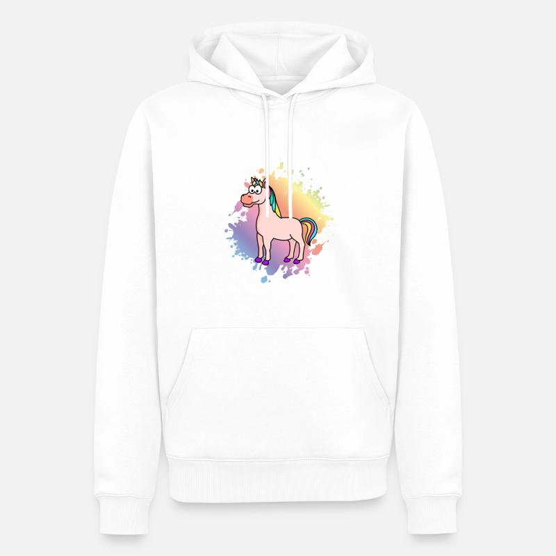 Einhorn Comic Tier - Männer Premium Bio Hoodie - Weiß