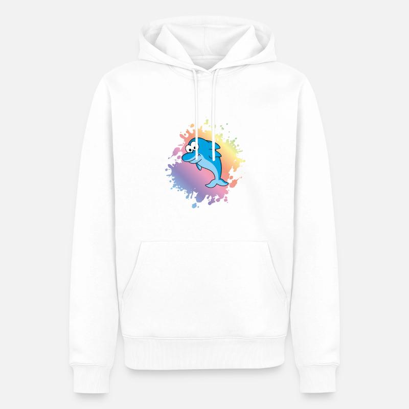 Delfin Comic Tier - Männer Premium Bio Hoodie - Weiß