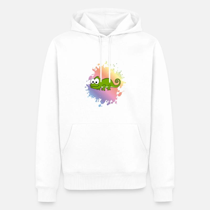 Chamäleon Comic Tier - Männer Premium Bio Hoodie - Weiß