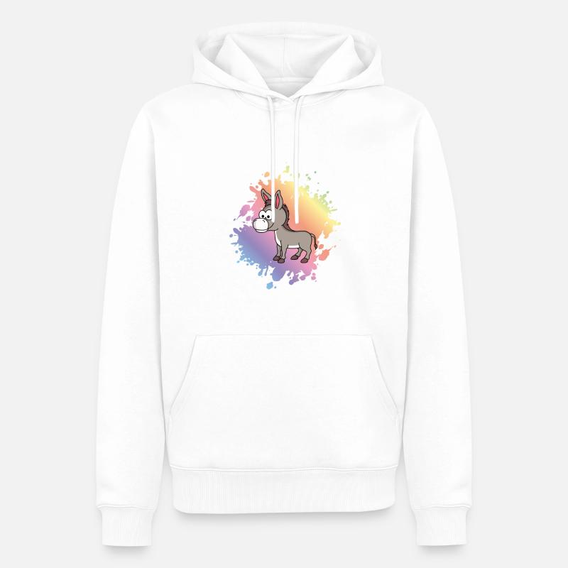 Âne Comic Animal - Sweat à capuche Premium bio Homme - blanc