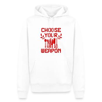 waffe kochen - Männer Premium Bio Hoodie - Weiß - Vorne - Nico (187cm)