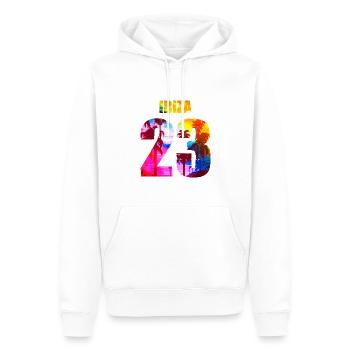 Ibiza 23 Urlaub 2023 - Männer Premium Bio Hoodie - Weiß - Vorne - Nico (187cm)