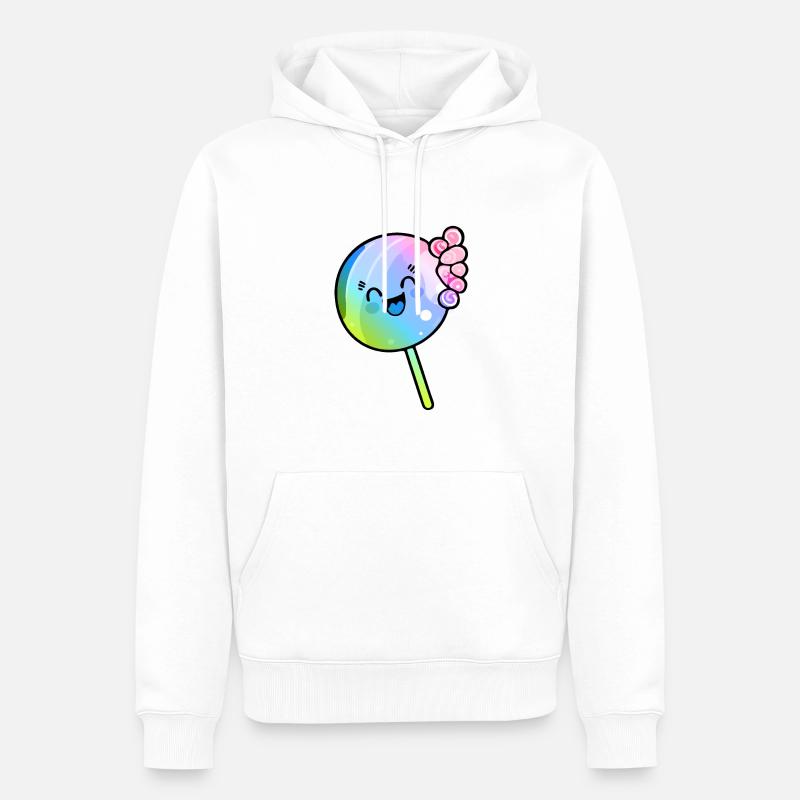 Lollipop Comic Bunt - Männer Premium Bio Hoodie - Weiß