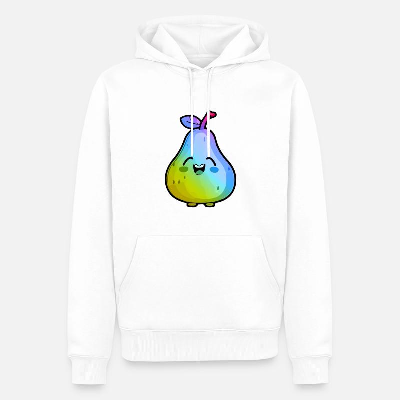 Birne Comic Bunt - Männer Premium Bio Hoodie - Weiß