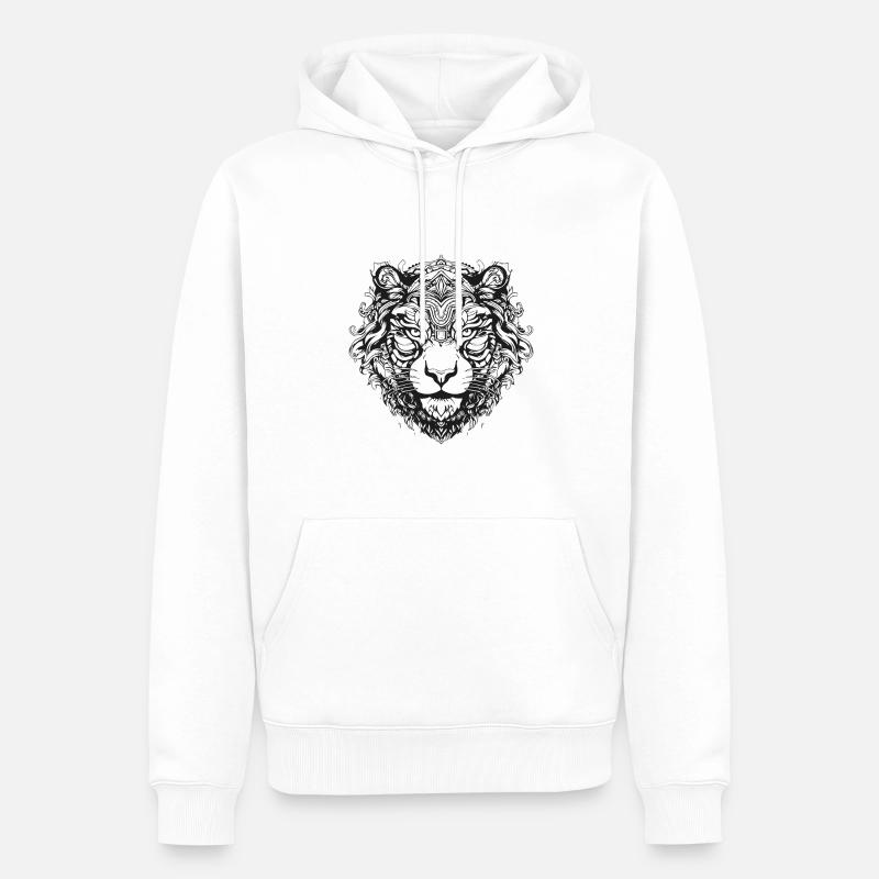Tigre Mandala Boho - Sweat à capuche Premium bio Homme - blanc