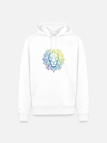 Löwe Mandala Boho - Männer Premium Bio Hoodie - Weiß