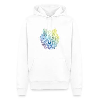 Wolf Mandala Boho - Männer Premium Bio Hoodie - Weiß - Vorne - Nico (187cm)