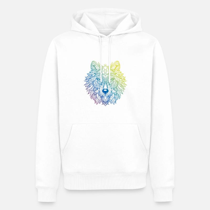 Wolf Mandala Boho - Männer Premium Bio Hoodie - Weiß