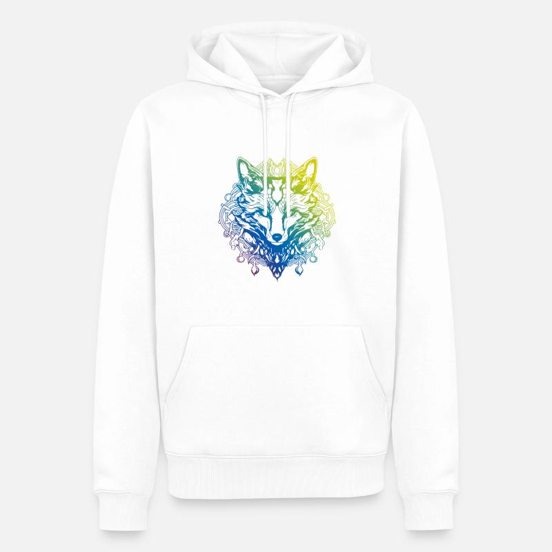 Fuchs Mandala Boho - Männer Premium Bio Hoodie - Weiß