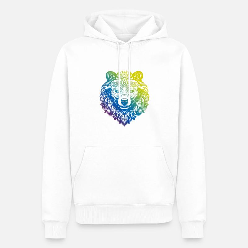 Bär Grizzly Mandala Boho - Männer Premium Bio Hoodie - Weiß