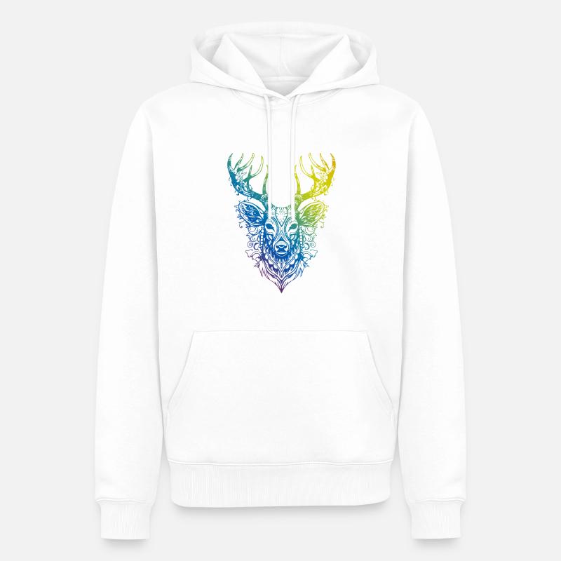 Cerf Mandala Boho - Sweat à capuche Premium bio Homme - blanc