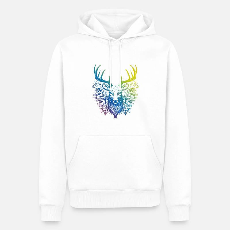 Cerf Mandala Boho - Sweat à capuche Premium bio Homme - blanc