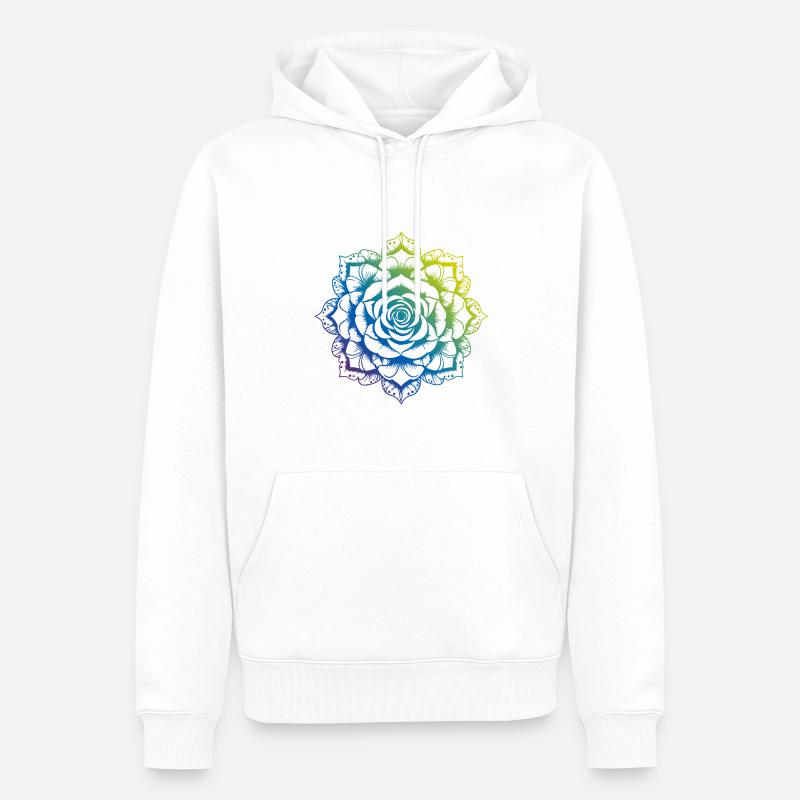 Rose Mandala Boho - Sweat à capuche Premium bio Homme - blanc