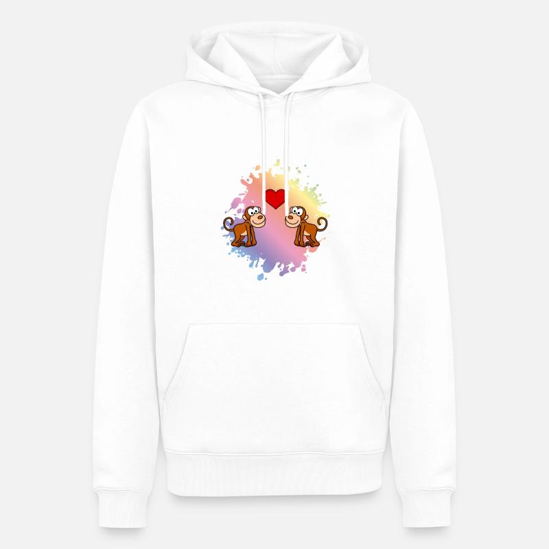 Affe Comic Paar Liebe - Männer Premium Bio Hoodie - Weiß