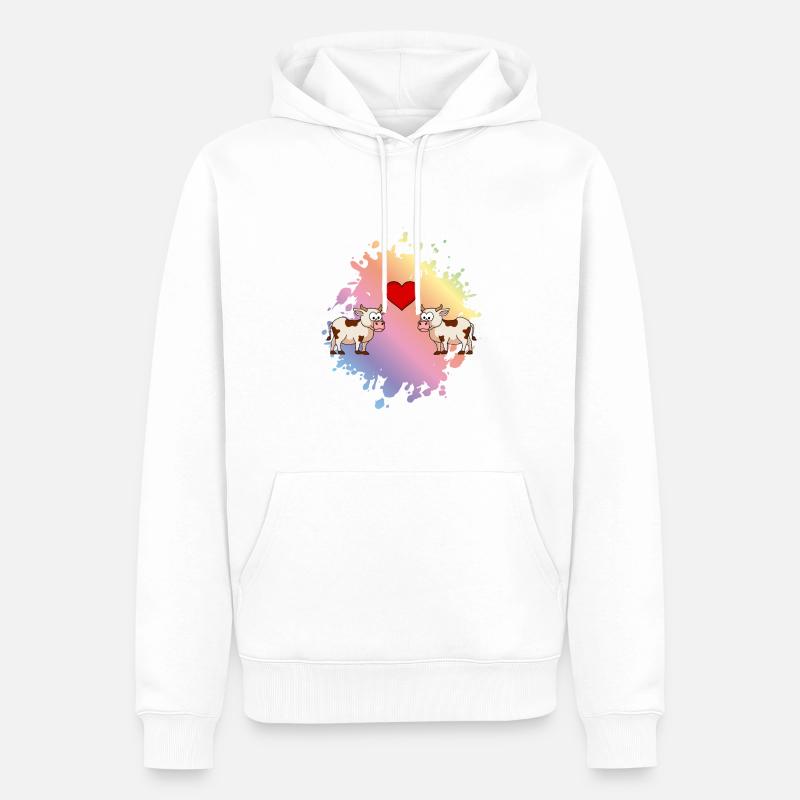Cow Comic Couple Love - Sweat à capuche Premium bio Homme - blanc